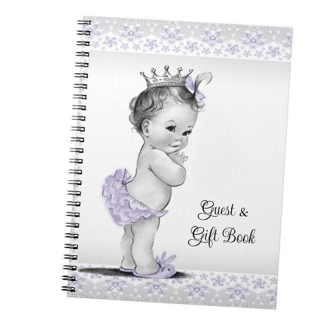 Lavender Lila Gray Baby Dusche Geschenkbuch Notizblock (Have a guest write theme of the guest and the gift for easy thank you cards.)