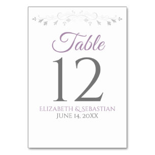 Lavender Lila & Gray Einfache Hochzeit Tischnummer