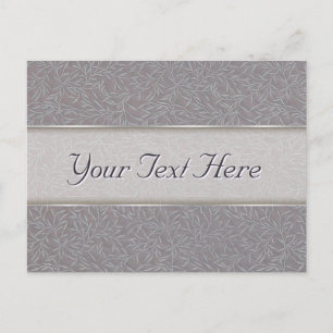 Lavender Lila Gray Embossed Leaf Vines Brocade Postkarte