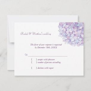 Lavender Lila Hydrangea Wedding RSVP Karte