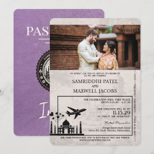 Lavender Lila India Pass Einladung zur Hochzeit