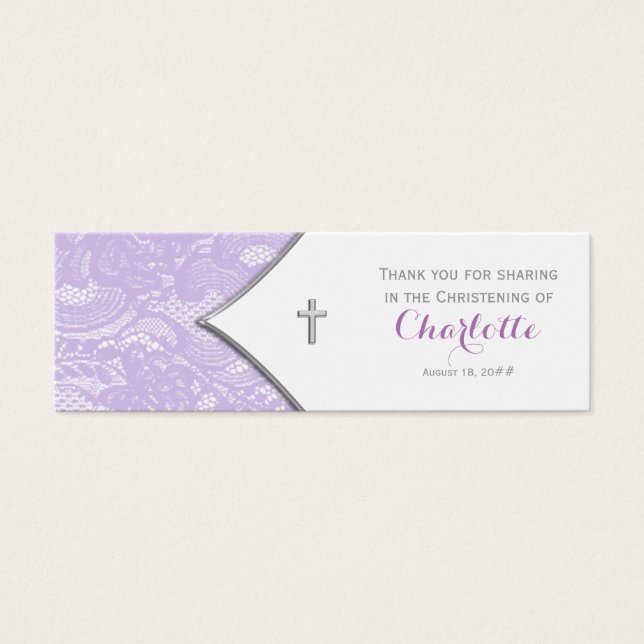 Lavender Lila Lace Cross Bomboniere Tags (Vorderseite)