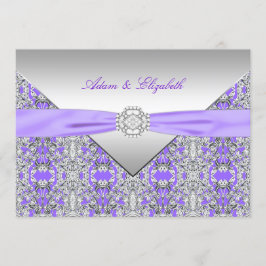 Lavender Lila Lace Diamond Ribbon Wedding Einladung