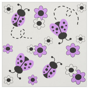 Lavender Lila Ladybug Lady Bug Floral Blume Stoff