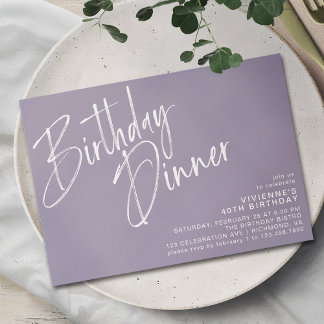 Lavender Lila Lilac | Einfaches Geburtstagsessen Einladung