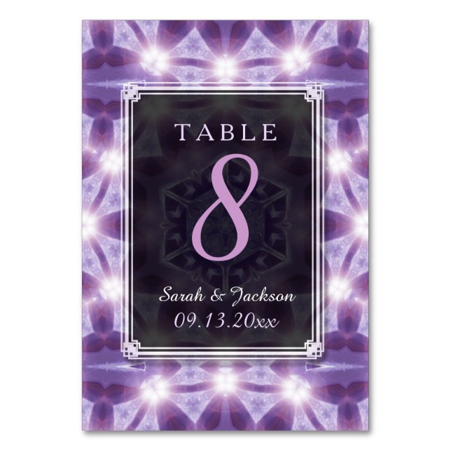 Lavender Lila Magic Wedding Tischnummer Card (Rückseite)