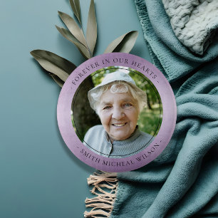 Lavender Lila Mauve Foil Beileid Memorial Foto Button