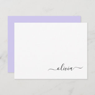 Lavender Lila Modern Script Girly Monogram Dankeskarte