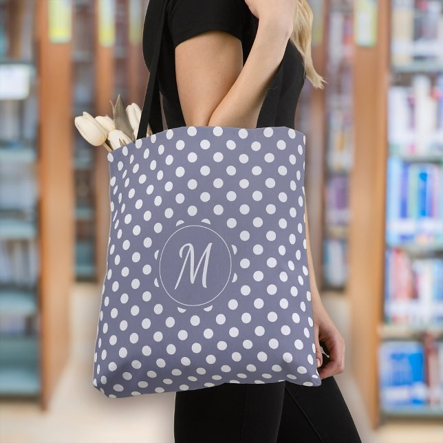 Lavender Lila Monogram Polka Dots Tasche (Von Creator hochgeladen)