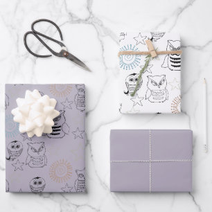 Lavender Lila Nachtschwärmer Geschenkpapier Set