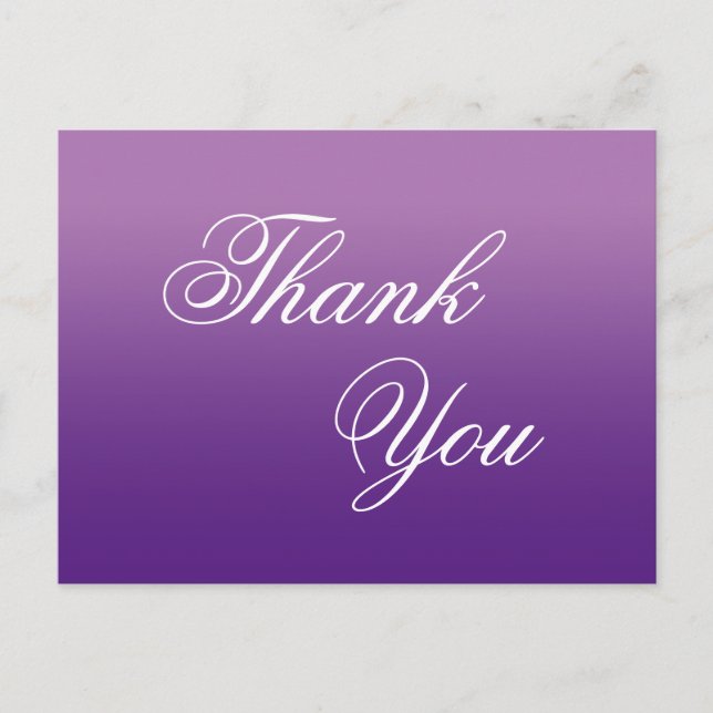 Lavender Lila Ombre Calligraphy Vielen Dank Postkarte (Vorderseite)