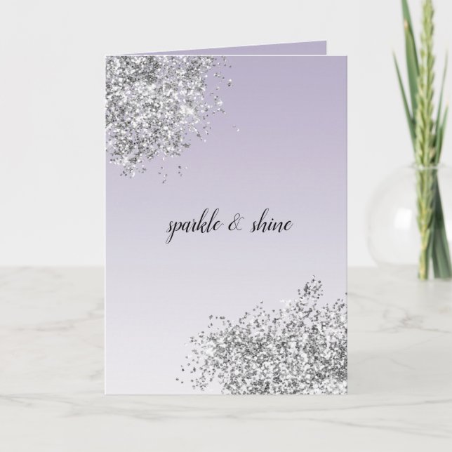 Lavender Lila Ombre Silver Glitzer Sparkle Karte (Vorderseite)