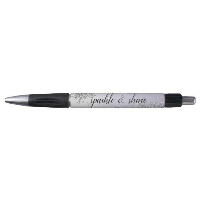 Lavender Lila Ombre Silver Glitzer Sparkle Kugelschreiber (Vorderseite)