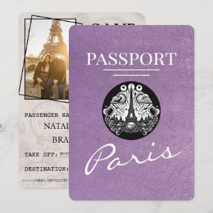 Lavender Lila Paris Passport Save the Date