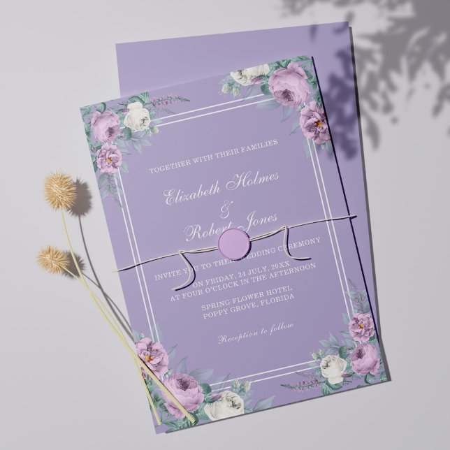 Lavender Lila Peonies Hochzeitseinladung Einladung (Von Creator hochgeladen)