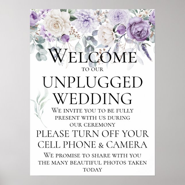 Lavender Lila Peonies White Roses Wedding Poster (Vorne)