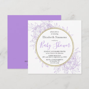 Lavender Lila Peony Floral Toile Baby Dusche Einladung