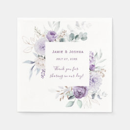 Lavender Lila Peony White Rose Wedding Napkin Serviette