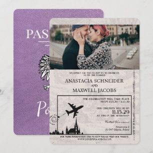 Lavender Lila Poland Pass Einladung zur Hochzeit