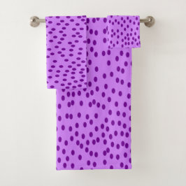 Lavender Lila Polka Dots Badhandtuch Set