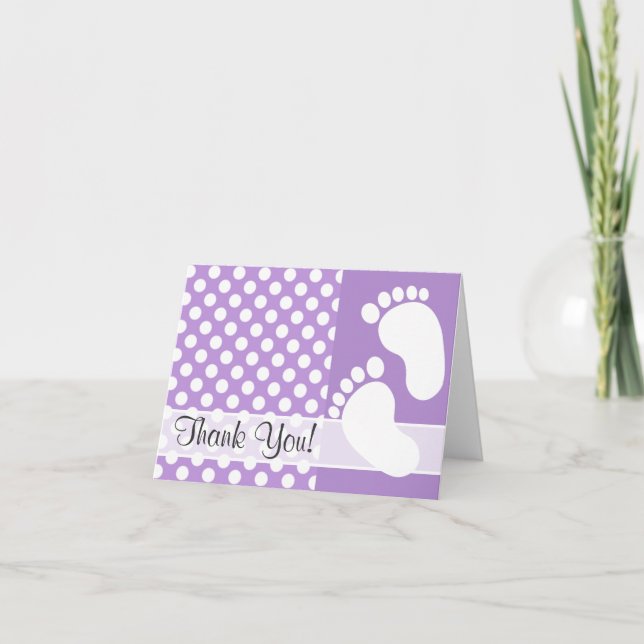 Lavender Lila Polka Dots Dankeskarte (Vorderseite)