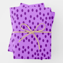 Lavender Lila Polka Dots Geschenkpapier Set