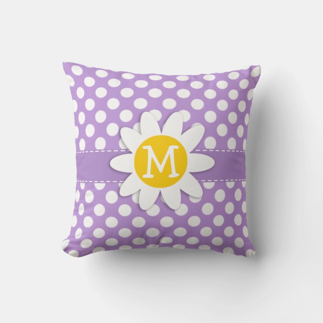 Lavender Lila Polka Dots Kissen (Vorderseite)