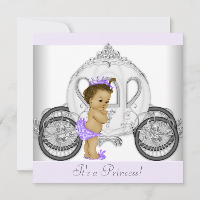 Lavender Lila Princess Baby Dusche Einladung (Vorderseite)