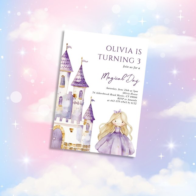 Lavender Lila Princess Birthday Einladung (Von Creator hochgeladen)
