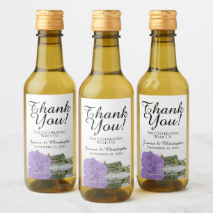 Lavender Lila Rose Chic Wedding Danke Mini Weinetikett