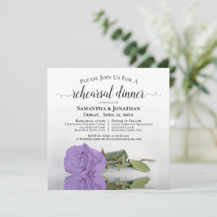 Lavender Lila Rose Hochzeit Probe & Abendessen Einladung