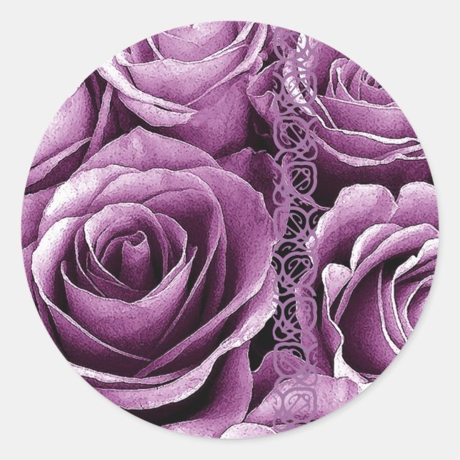 LAVENDER LILA Rose - Hochzeit Umschlag Aufkleber (Vorderseite)