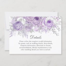 Lavender Lila Silver Blume Hochzeitsdetails Einladung