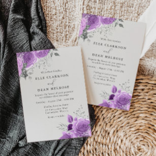 Lavender Lila & Silver Floral Elegante Hochzeit Einladung