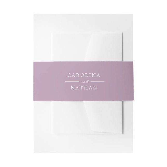 Lavender Lila Simple Elegant Wedding Names Einladungsbanderole (Vorderseite Beispiel)