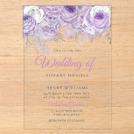 Lavender Lila Sparkle Floral Wedite Einladung