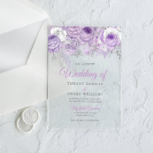 Lavender Lila Sparkle Floral Wedite Einladung