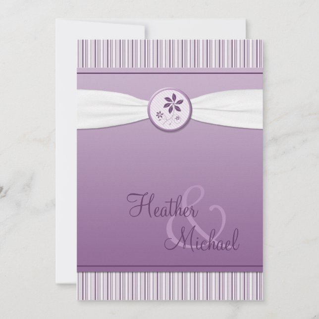 Lavender Lila Stripe Hochzeitseinladung Einladung (Vorderseite)