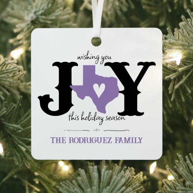 Lavender Lila Texas JOY Foto Holiday Ornament Aus Metall (InSitu)