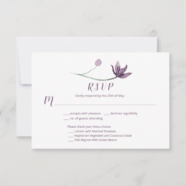 Lavender Lila UAWG Wasserfarbe RSVP Karte (Vorderseite)