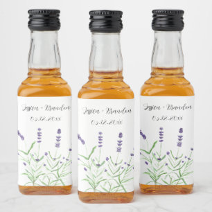 Lavender Lila Wasserfarben Blume Blumenzehen Alkoholflaschenetikett