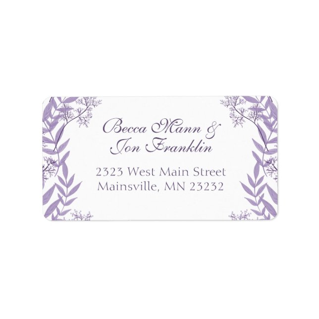 Lavender Lila Wedding Botanical Adressaufkleber (Vorne)
