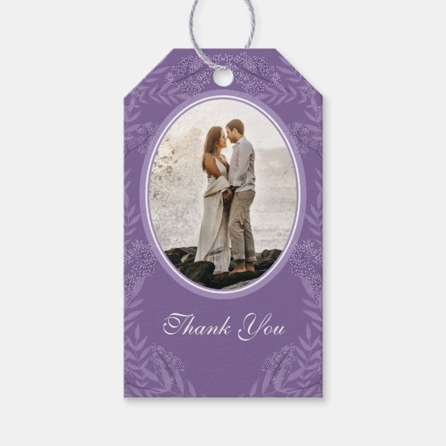 Lavender Lila Wedding Botanical Geschenkanhänger (Vorderseite)