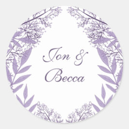 Lavender Lila Wedding Vintag Botanical Runder Aufkleber