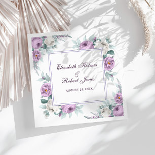 Lavender Lila weiße Peonies Hochzeit Napkins Serviette