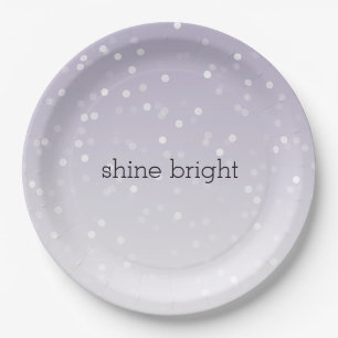 Lavender Lila White Bokeh Confetti Pappteller