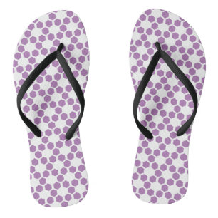 Lavender Lila White Geometric Hexagon Muster Flip Flops