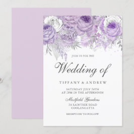 Lavender Lila White Silver Blume Hochzeit Einladun Einladung