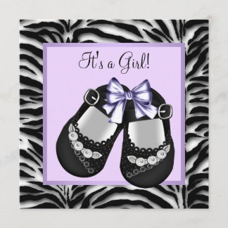 Lavender Lila Zebra Baby Dusche Einladung