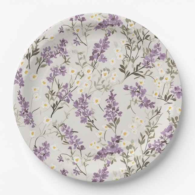 Lavender Lilac Blume Design Pappteller (Vorderseite)